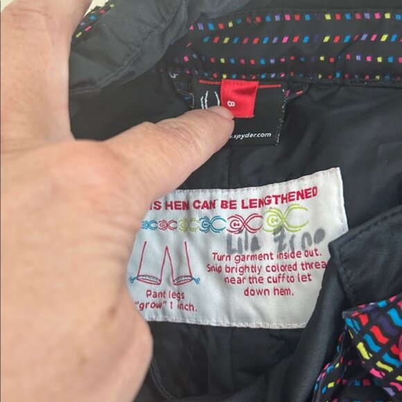Spyder Girls Black Bright Print Vixen Ski Snow Pants Size 8 - Picture 6 of 7